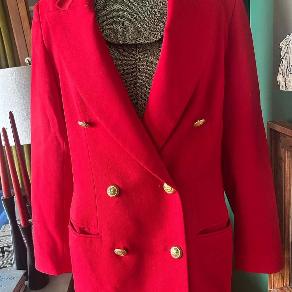 Pendleton Red and Gold Blazer Tailored Double-Breasted